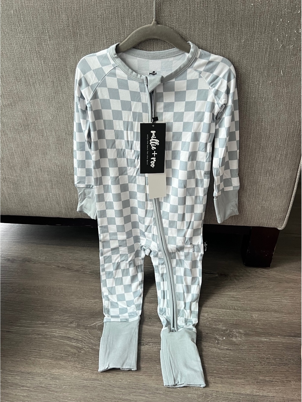 Millie & Roo Baby zip sleeper blue checker print